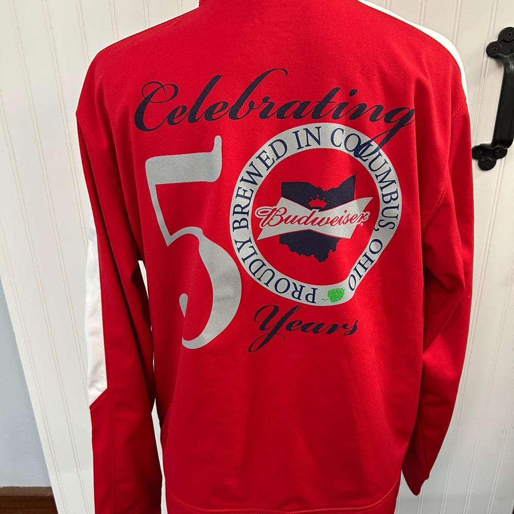 Augusta Sportswear Red Bomber Jacket with White and Silver Details